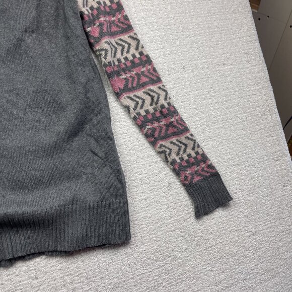 American Eagle Outfitters Love Polar Bear Grey / Pink Nordic Sweater Wom M - Picture 11 of 14
